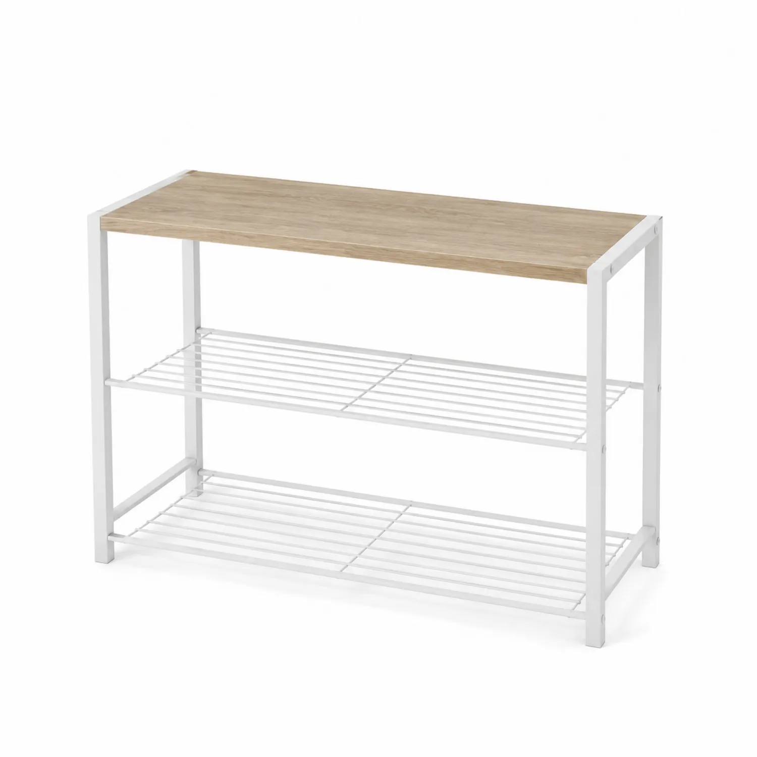Scarpiera in Metallo e Legno MDF Bianco