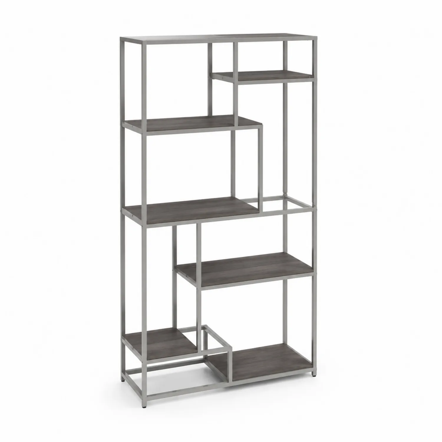 Libreria in Metallo e Legno Grigio e Marrone 180x90x30 cm