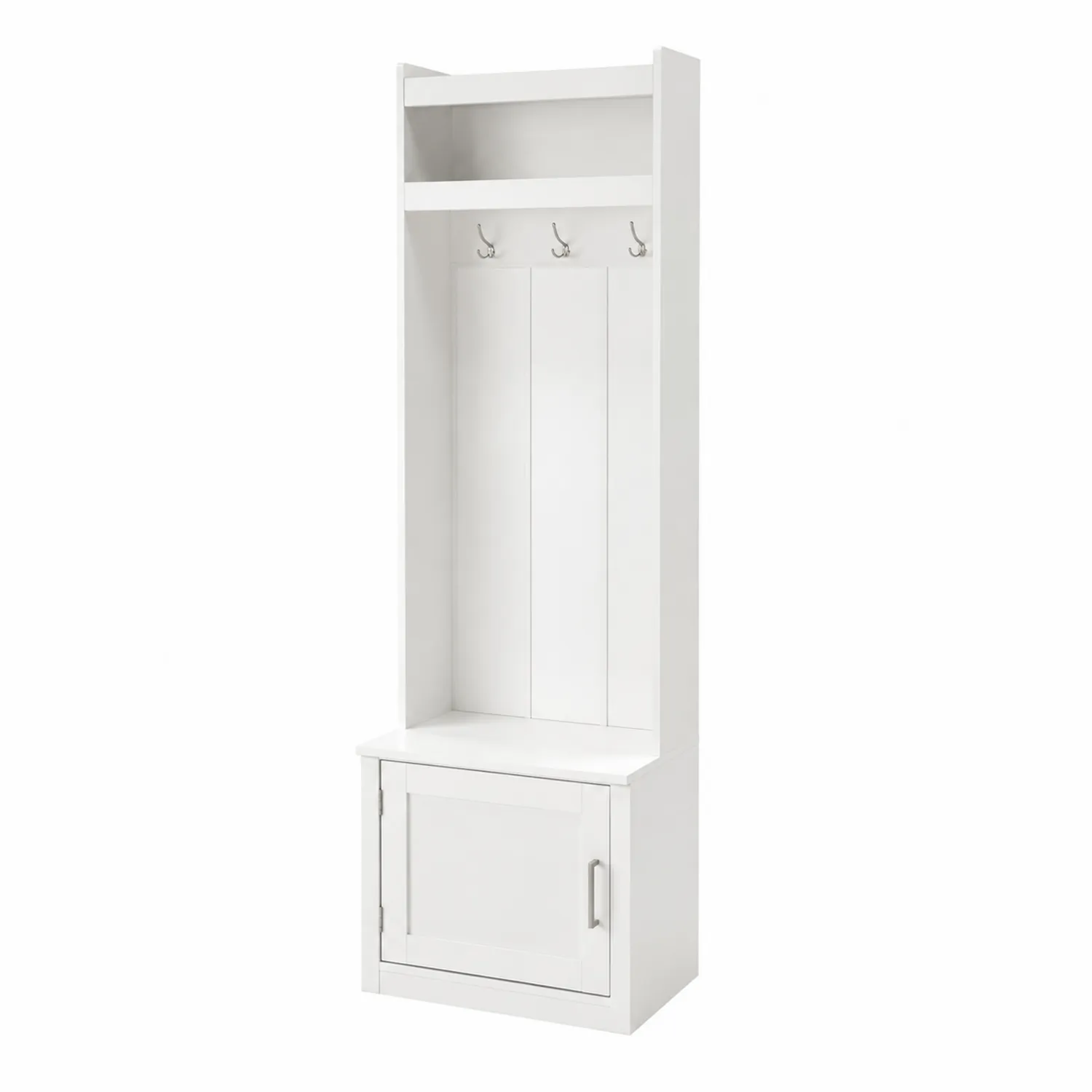Appendiabiti con Scaffale e Armadietto in Legno Bianco 180x60x35 cm