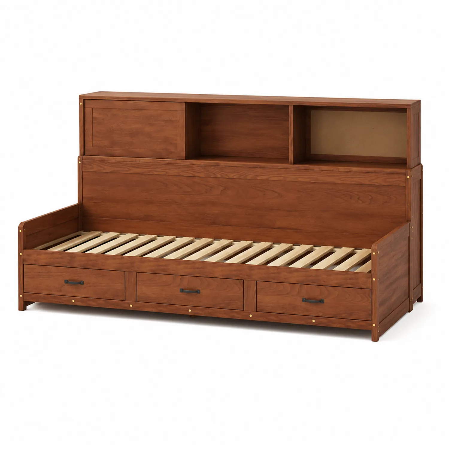 Letto in Legno con Cassetti e Scaffali Marrone 200x90 cm