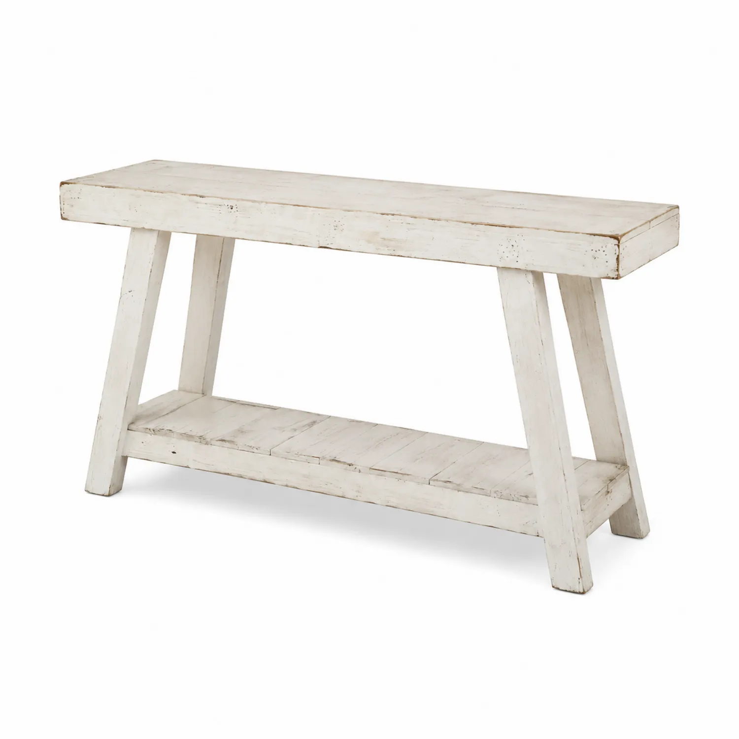 Consolle in Legno Massello Rettangolare Bianco