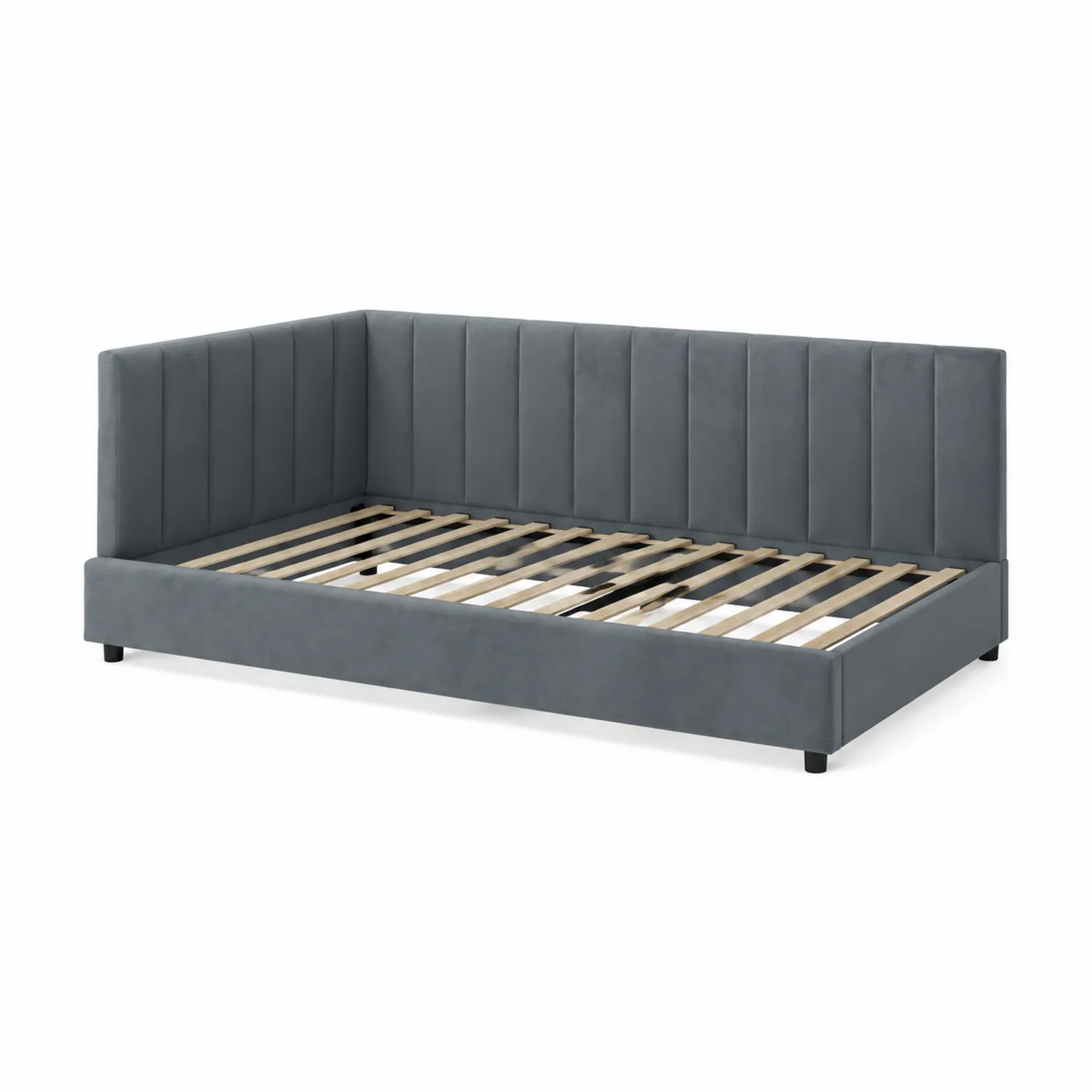 Letto Divano Angolare in Velluto Grigio