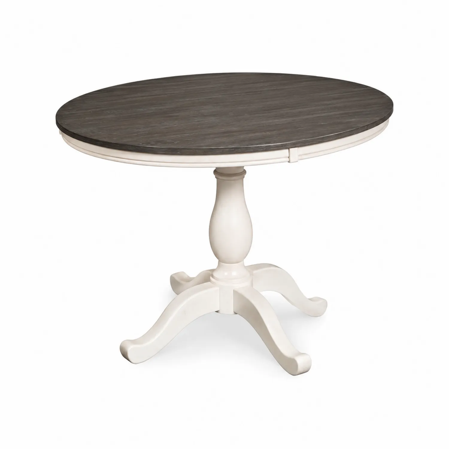 Tavolo Rotondo in Legno Bianco e Marrone Ø120 cm