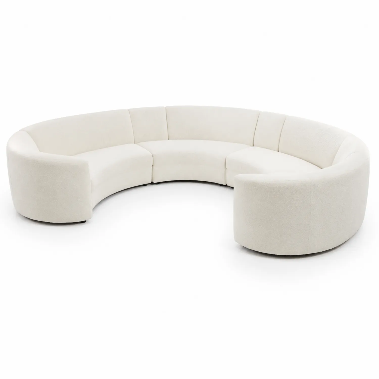 Divano componibile curvo in tessuto bianco 300 cm