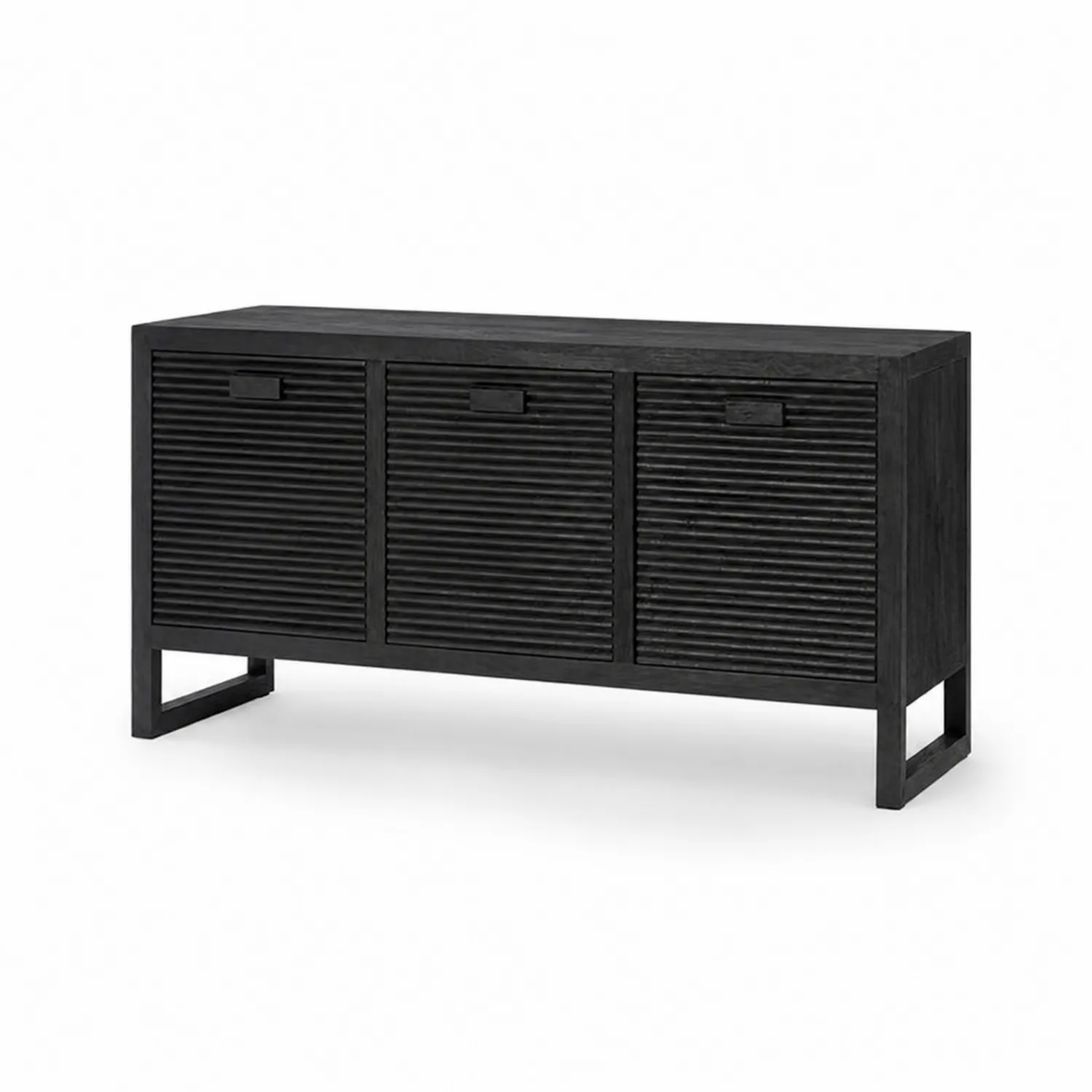 Credenza in Legno di Mango Nero con 3 Ante