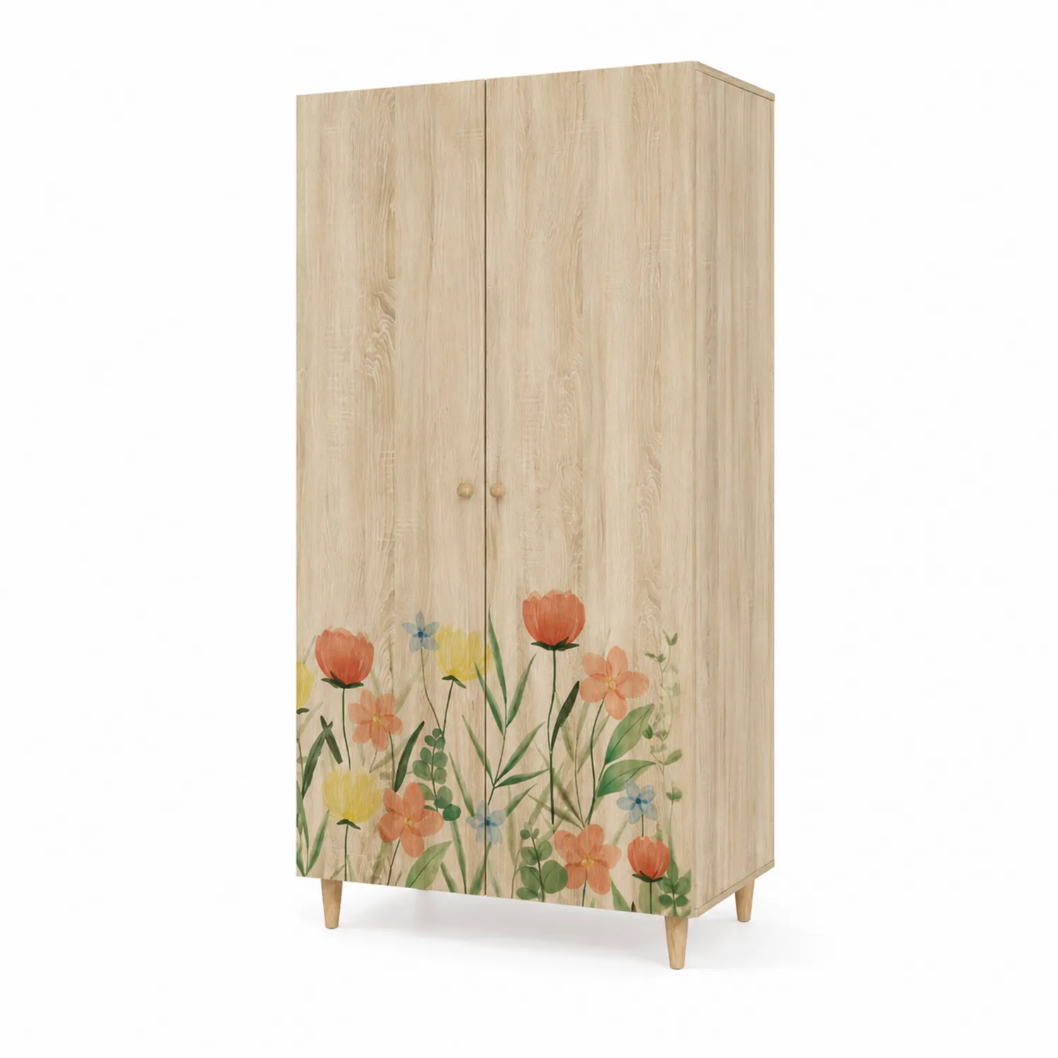Armadio in MDF Decorato con Fiori 180x80x50 cm