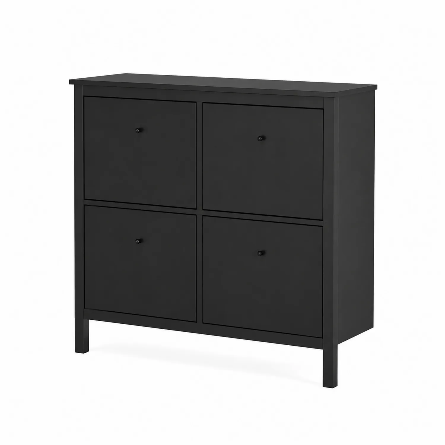 Scarpiera in Legno Composito a 4 Scomparti Nero