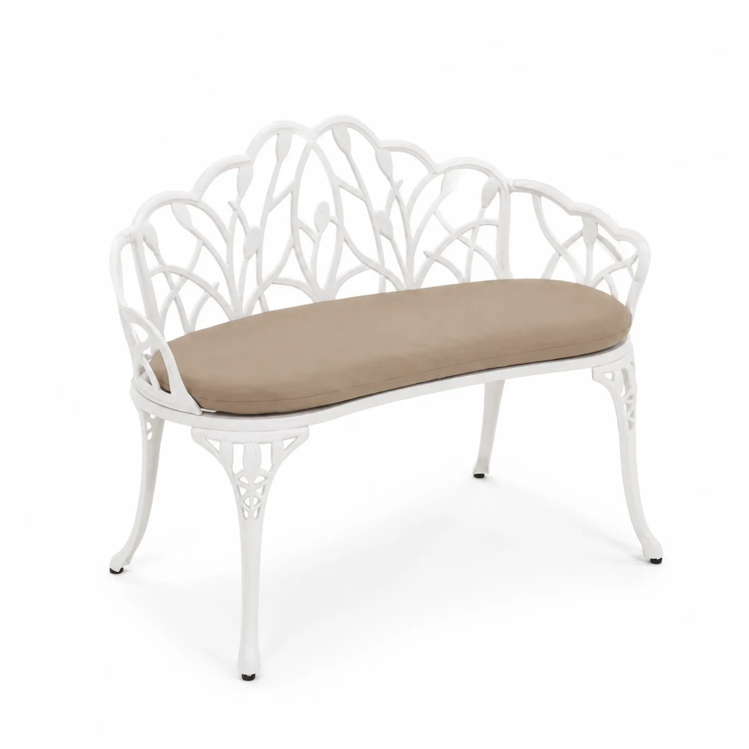 Panca da Giardino in Alluminio con Cuscino in Poliestere Beige