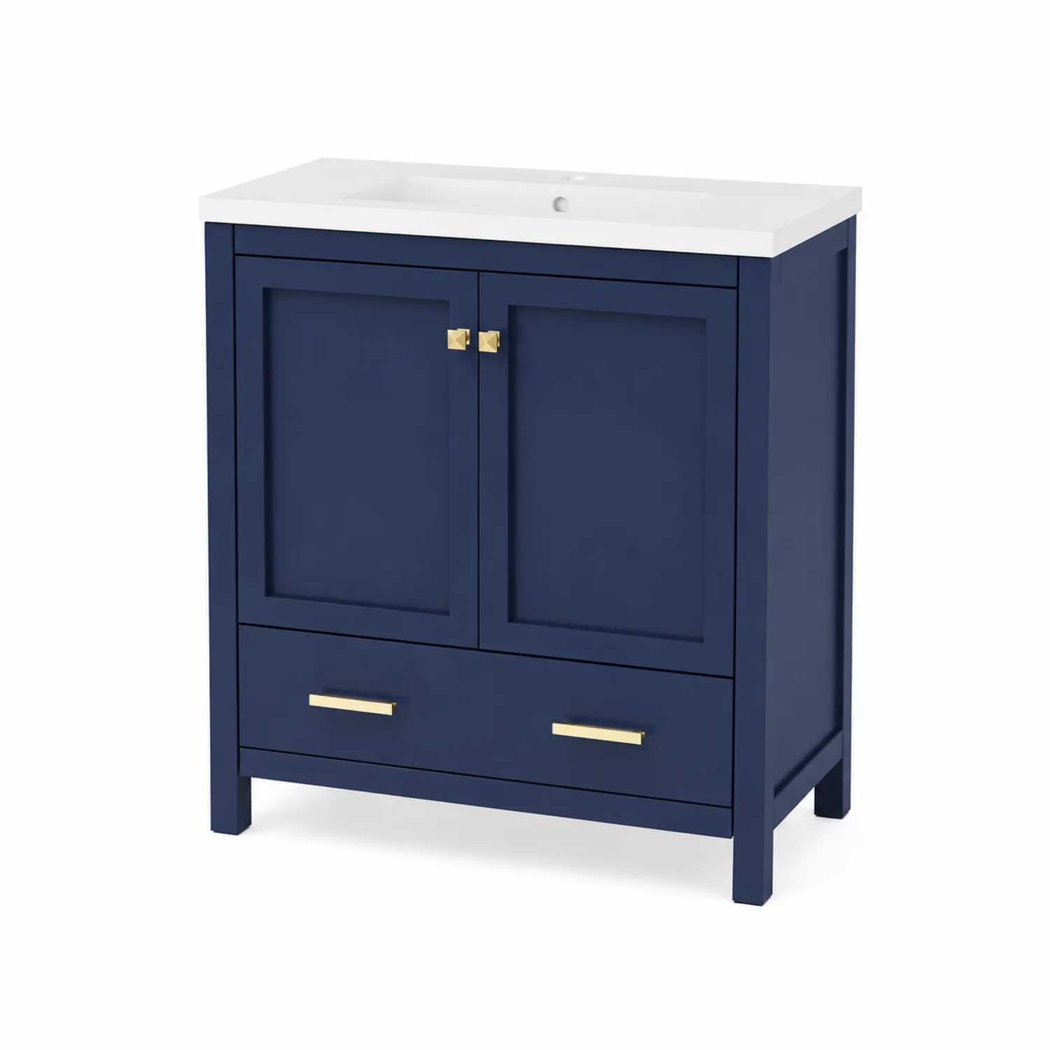 Mobile sottolavabo in legno e lavandino in ceramica blu 80x45x85 cm
