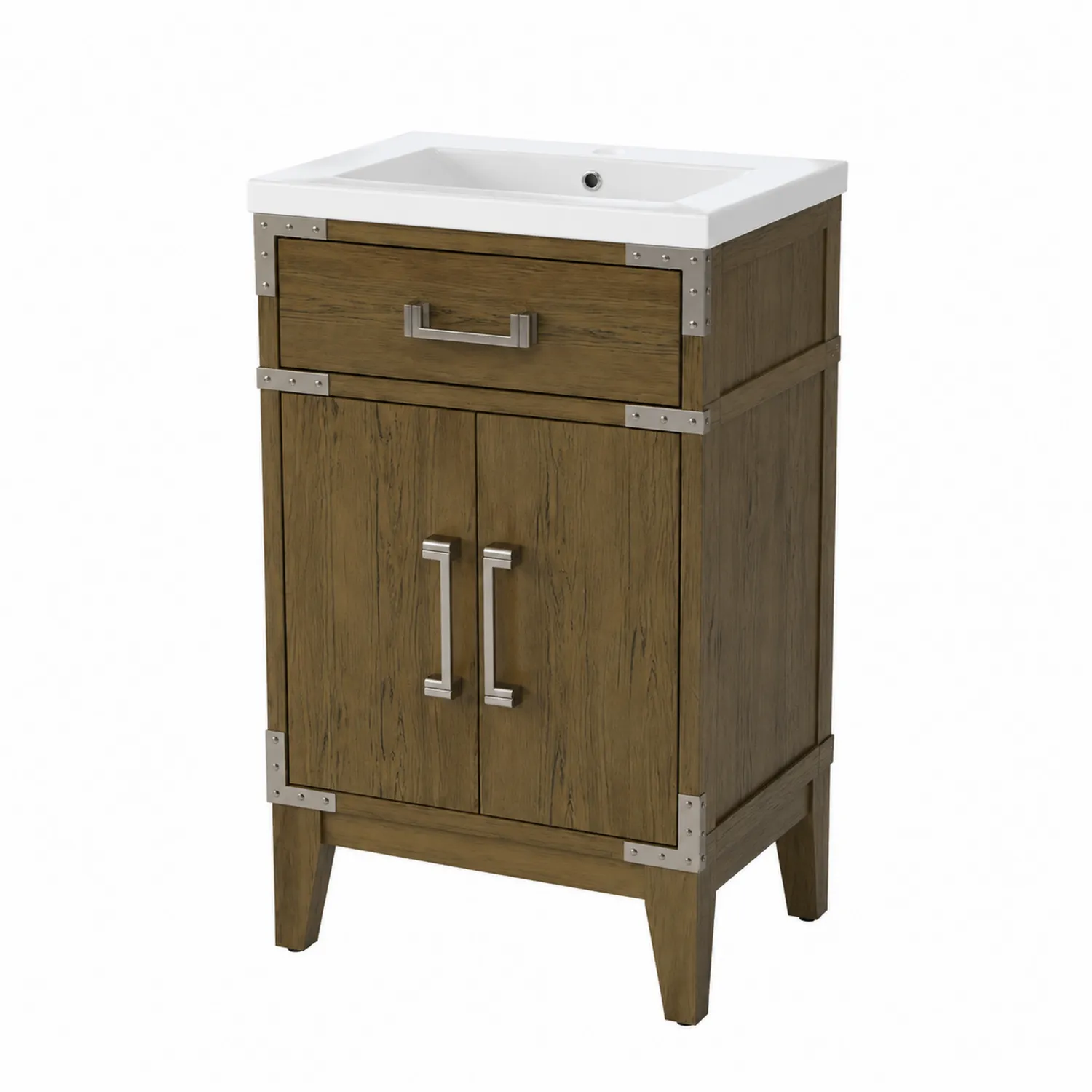 Mobile bagno in legno con lavabo in ceramica porcellanata