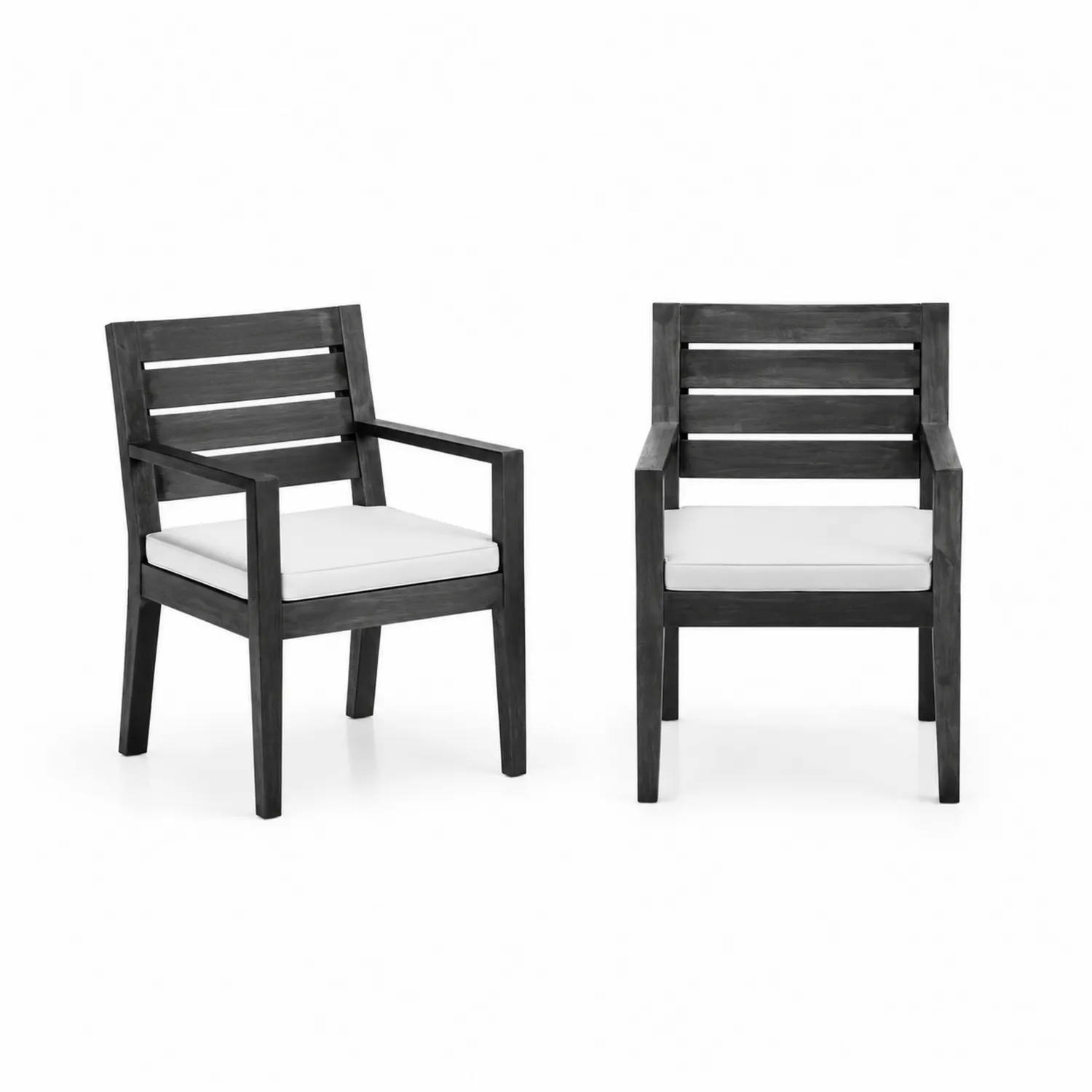 Set di 2 sedie da giardino in legno massello con cuscini