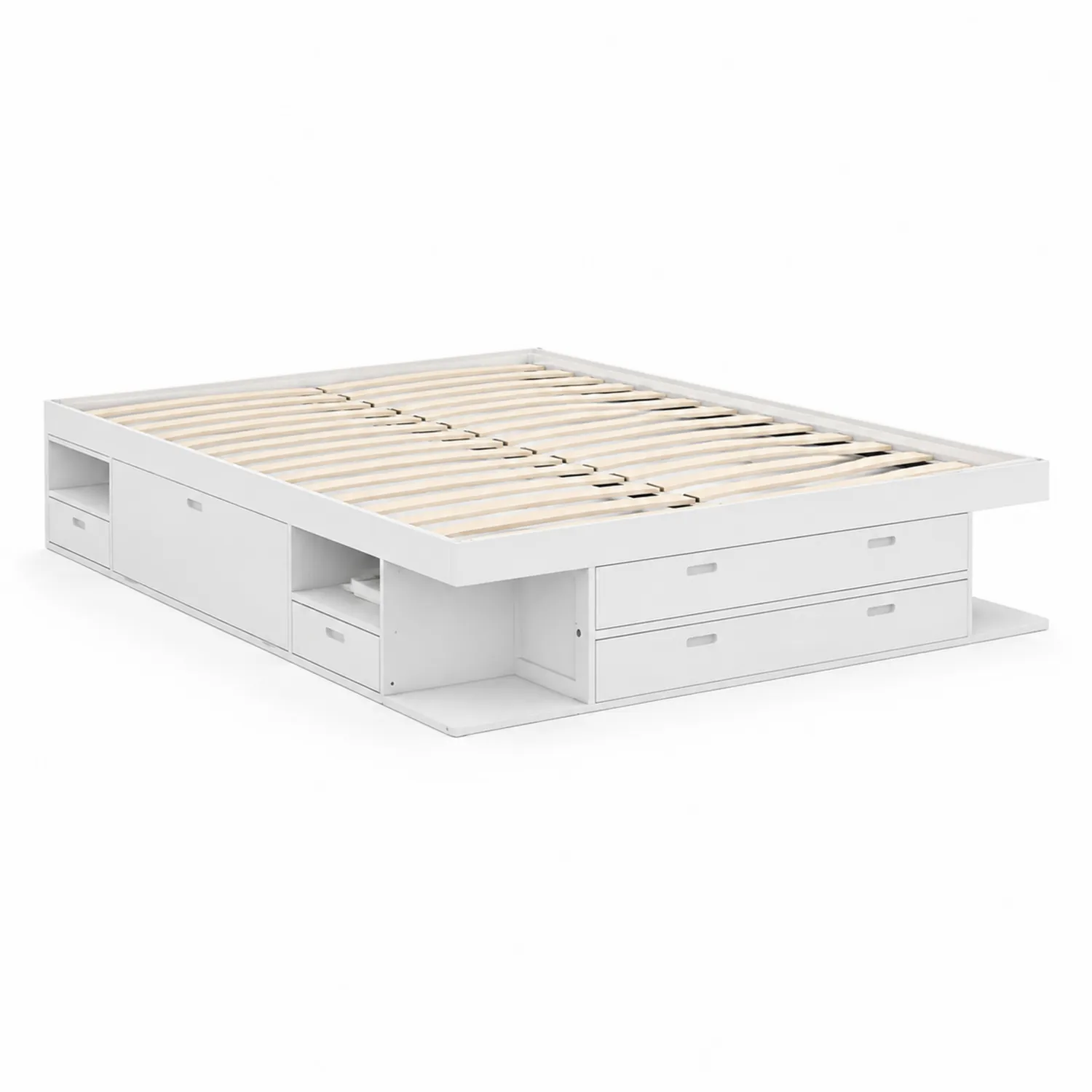Letto Contenitore in Legno MDF con Cassetti 200x160 cm Bianco