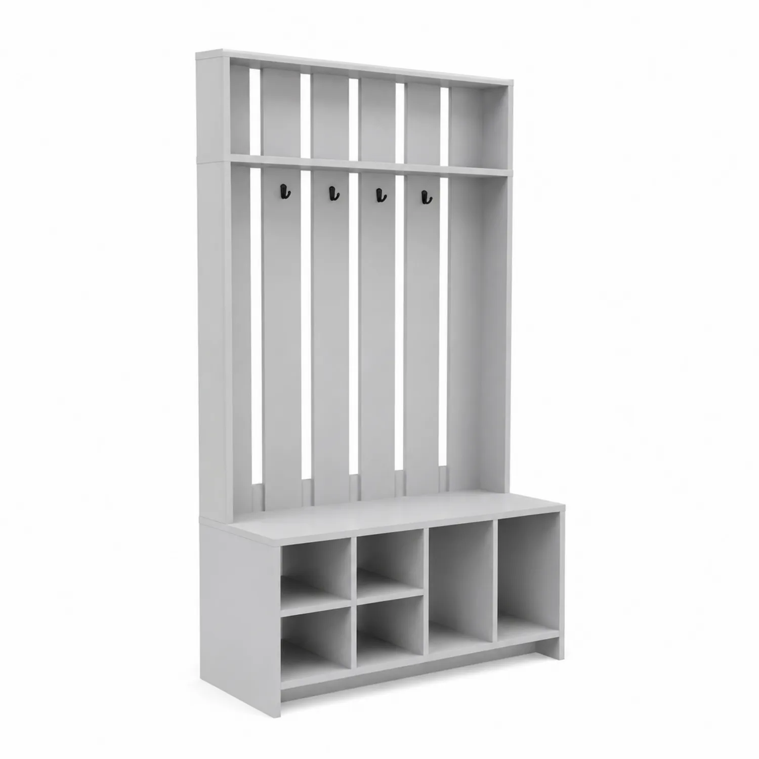 Appendiabiti in Legno MDF Bianco con Scaffali e Ganci