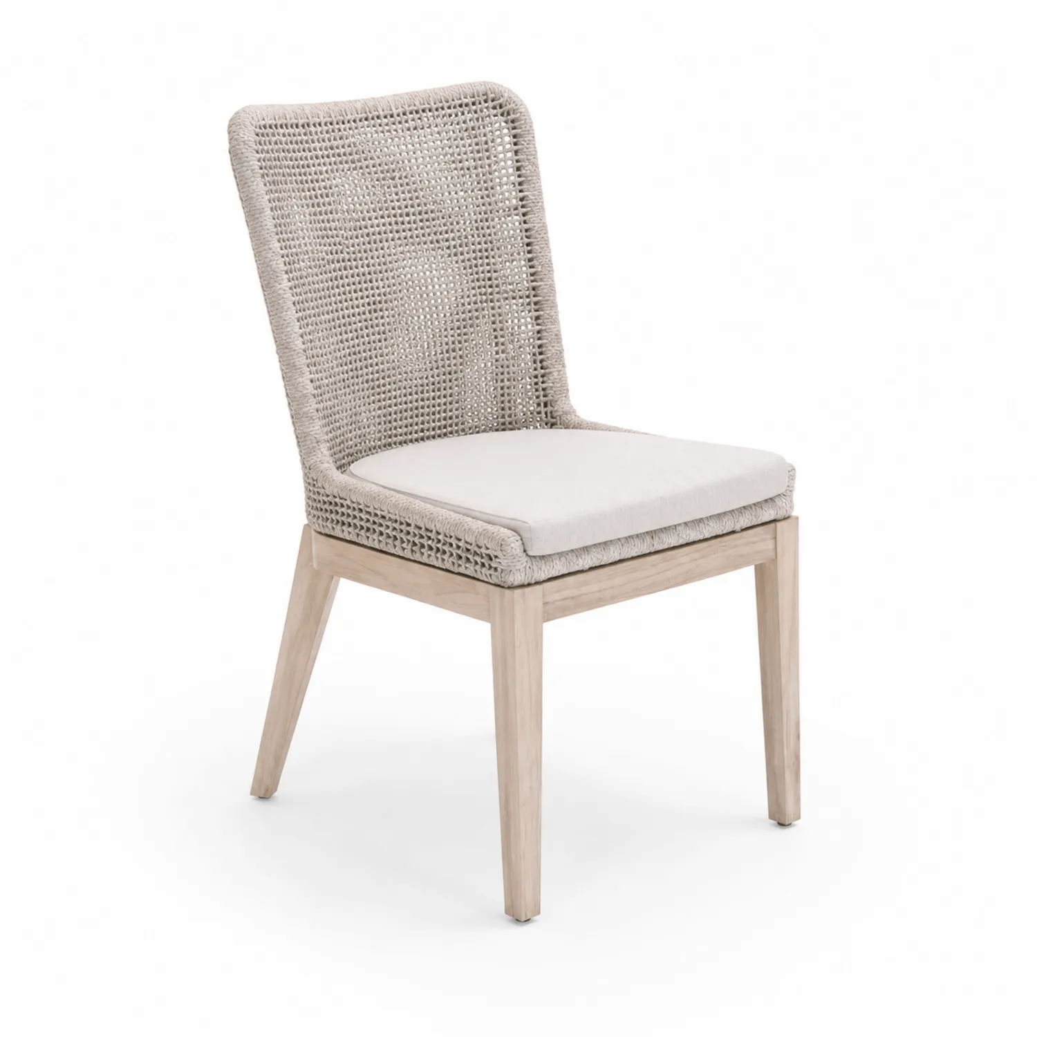 Sedia da giardino in legno e rattan sintetico beige