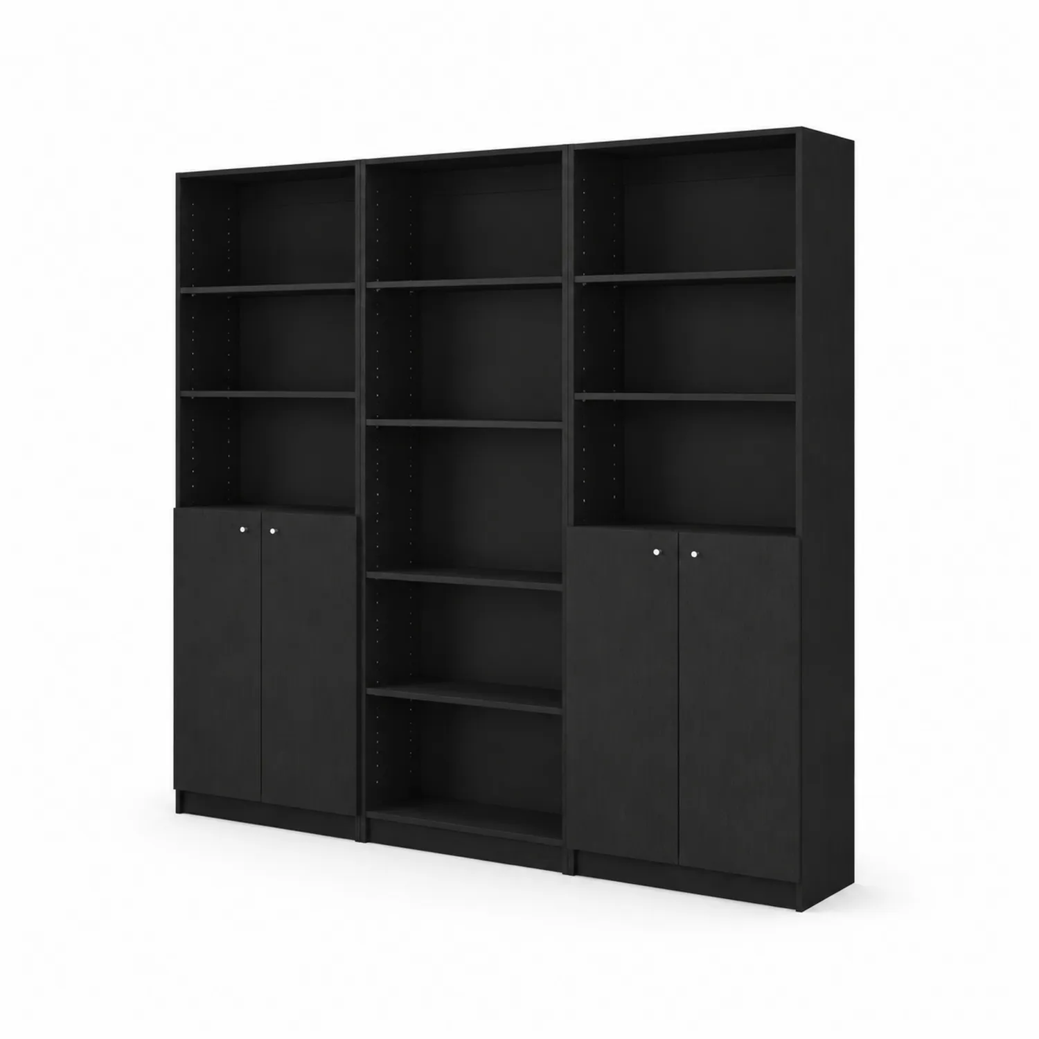 Libreria modulare in MDF Nero con ante 240x28x200 cm