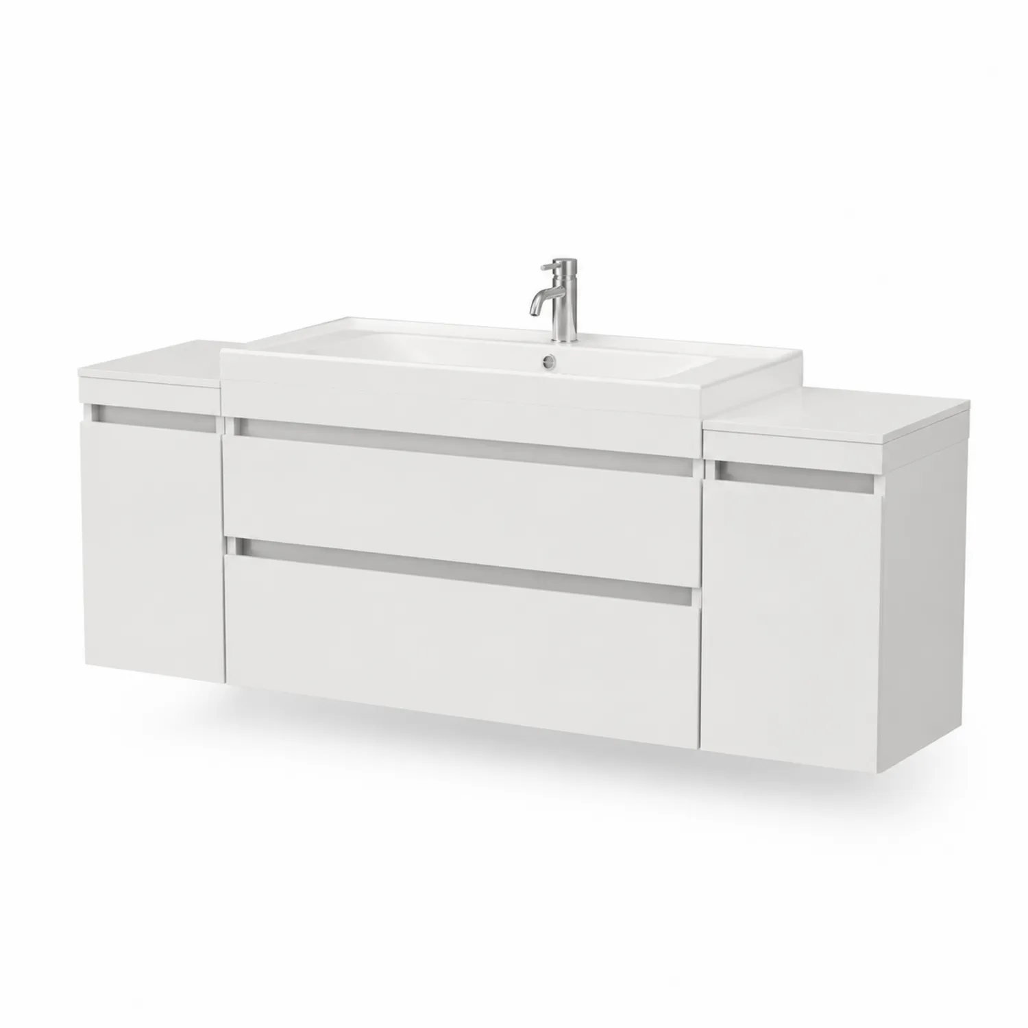Mobile lavabo sospeso in MDF con lavabo in ceramica, 150 cm