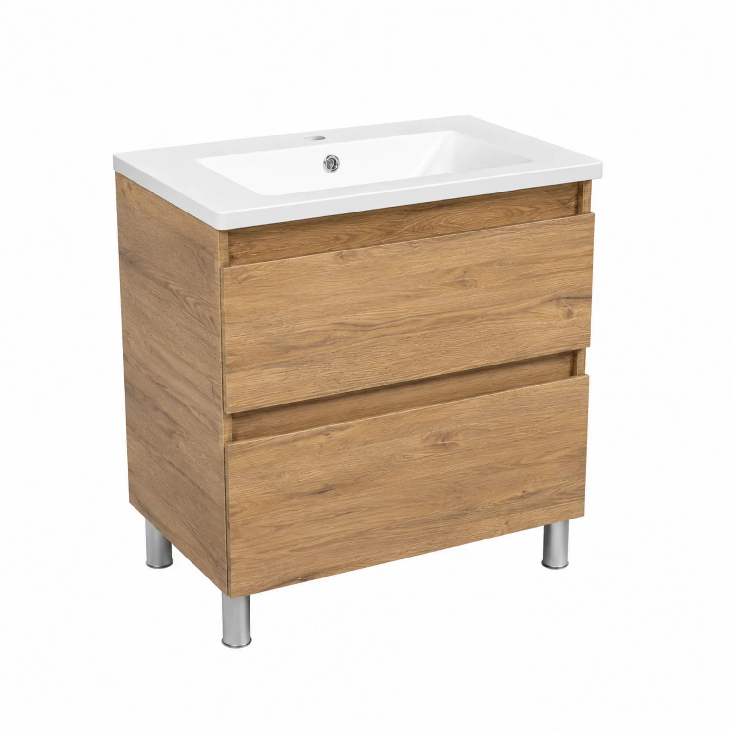 Mobile bagno in legno con lavandino ceramico bianco 60x45x80 cm