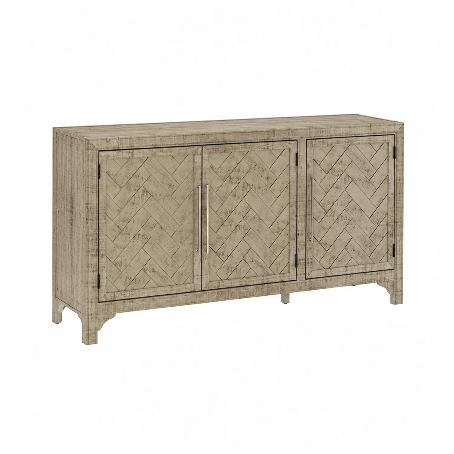 Credenza in legno con 3 ante a motivo spina di pesce