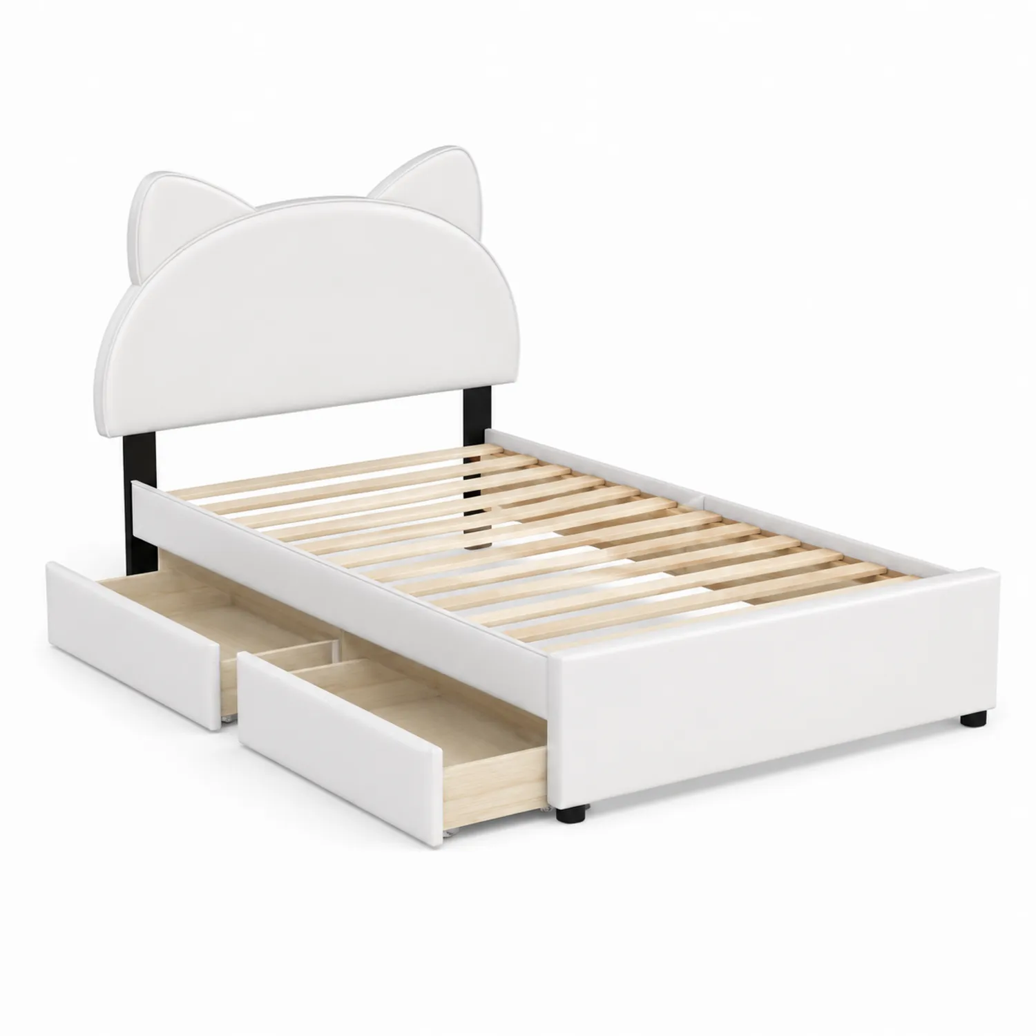 Letto con Contenitore per Bambini Testiera a Orecchie 90x190 cm