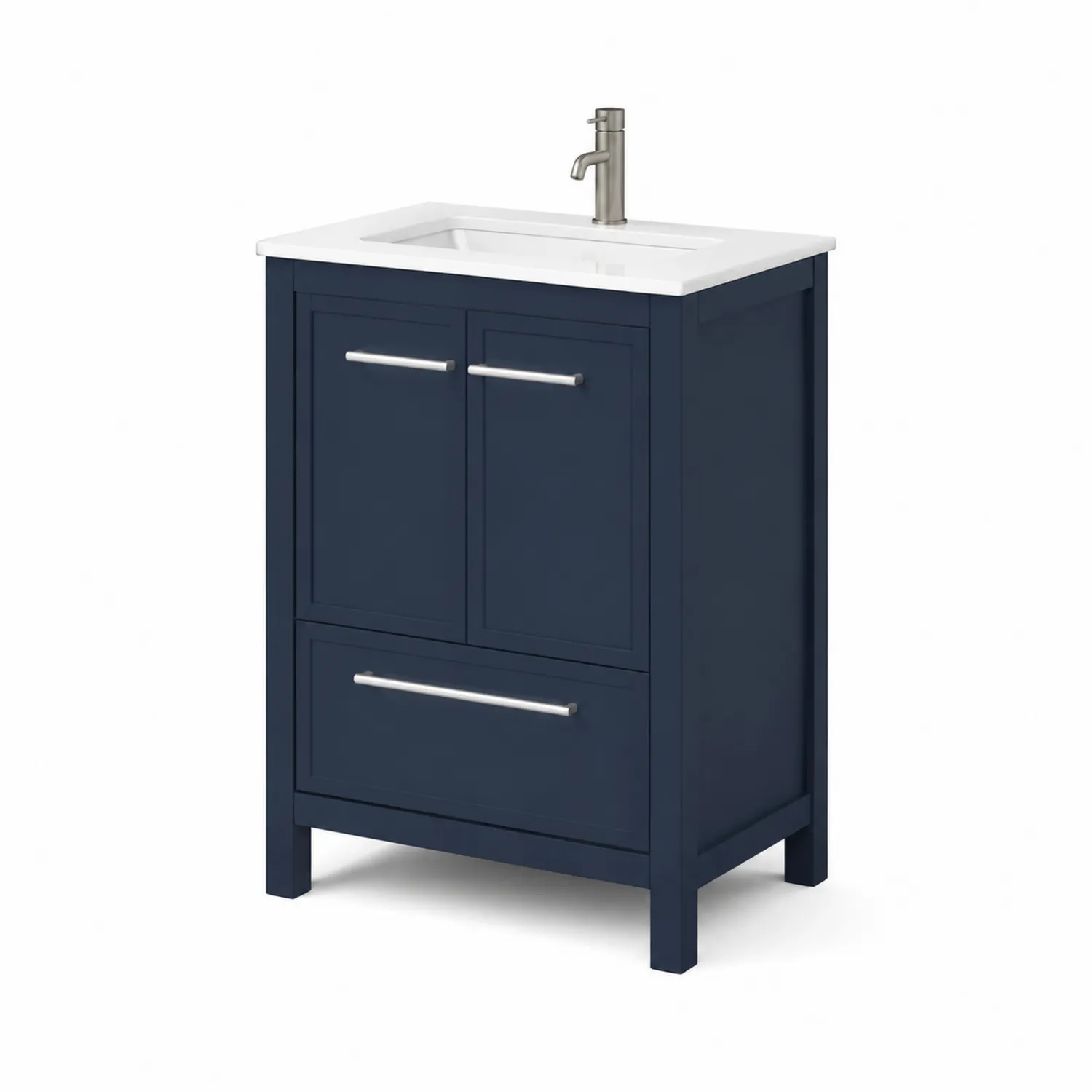 Mobiletto da bagno in legno con lavandino in ceramica blu, 61x45x85 cm