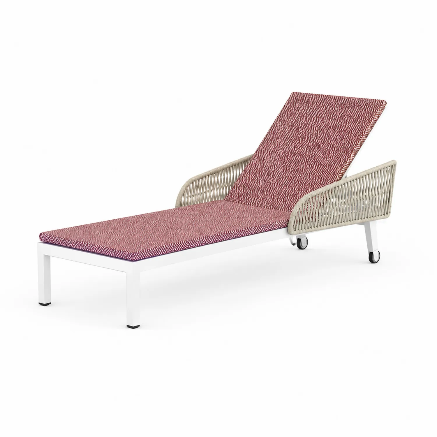 Chaise longue da esterno in alluminio e tessuto con ruote