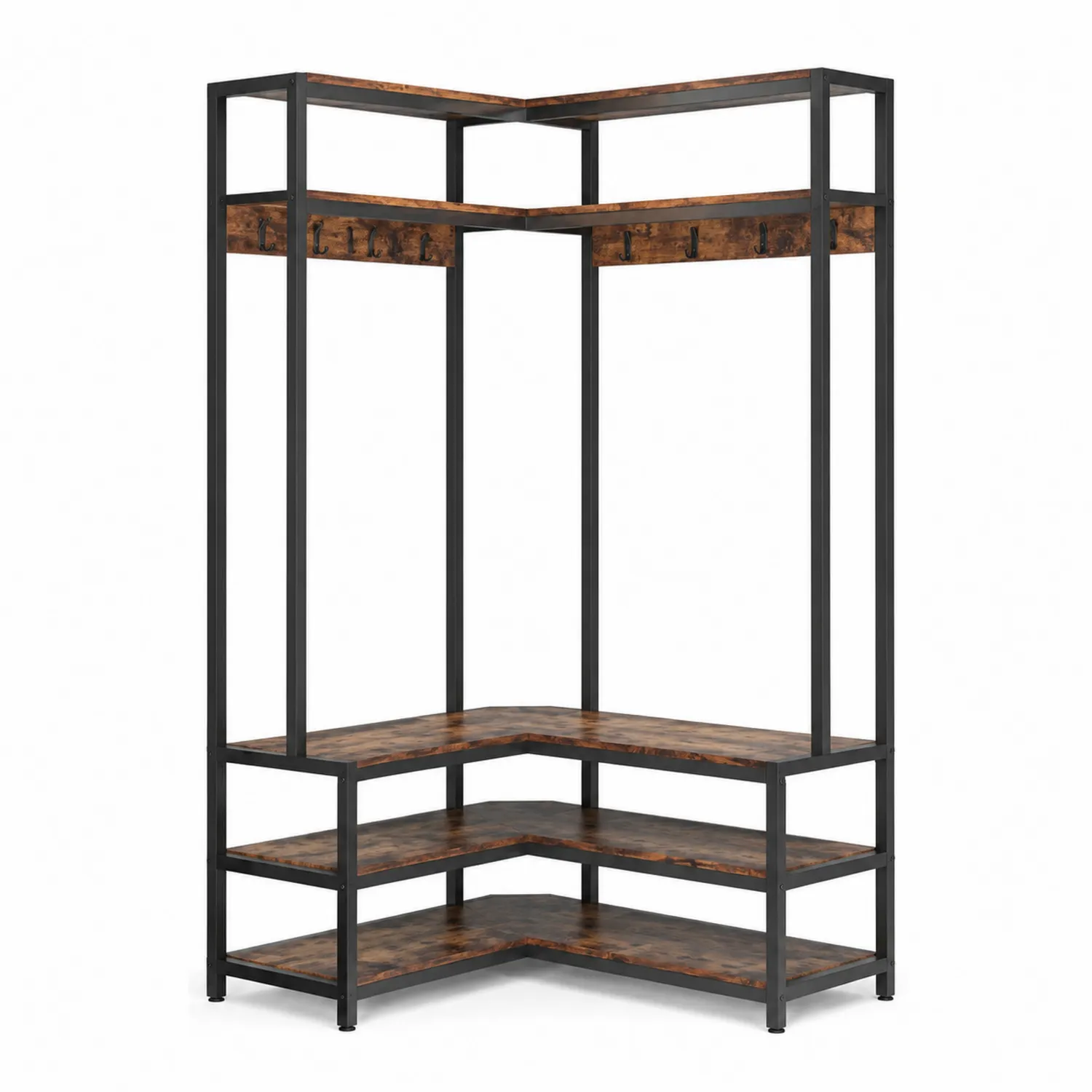 Appendiabiti Angolare in Metallo e MDF Marrone Nero