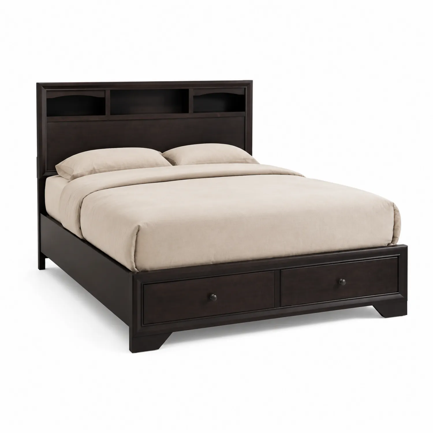 Cama de madera maciza con almacenamiento 200x160 cm Marrón Oscuro-Novelvex