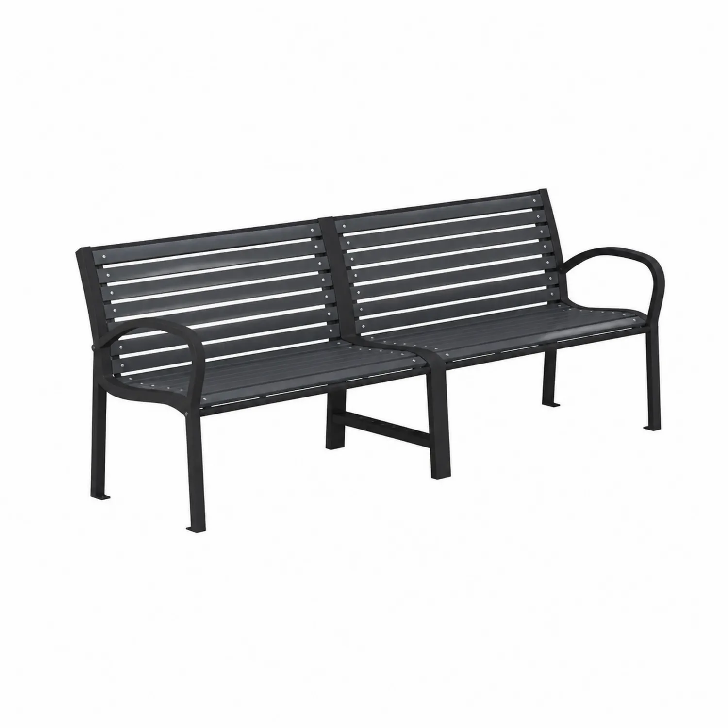 Banco de jardín de metal negro de 3 plazas-Novelvex