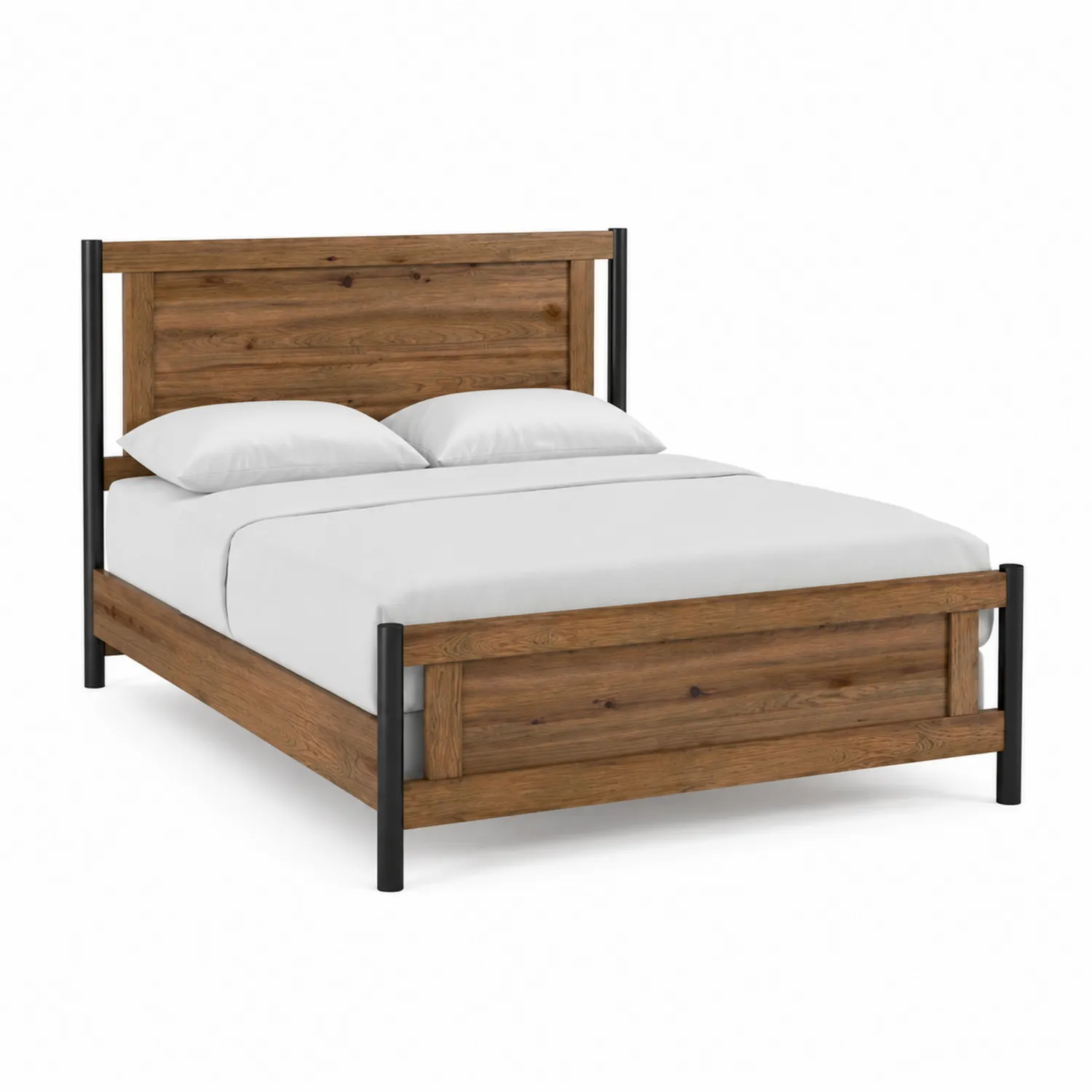 Cama de roble y metal 200x160 cm-Novelvex