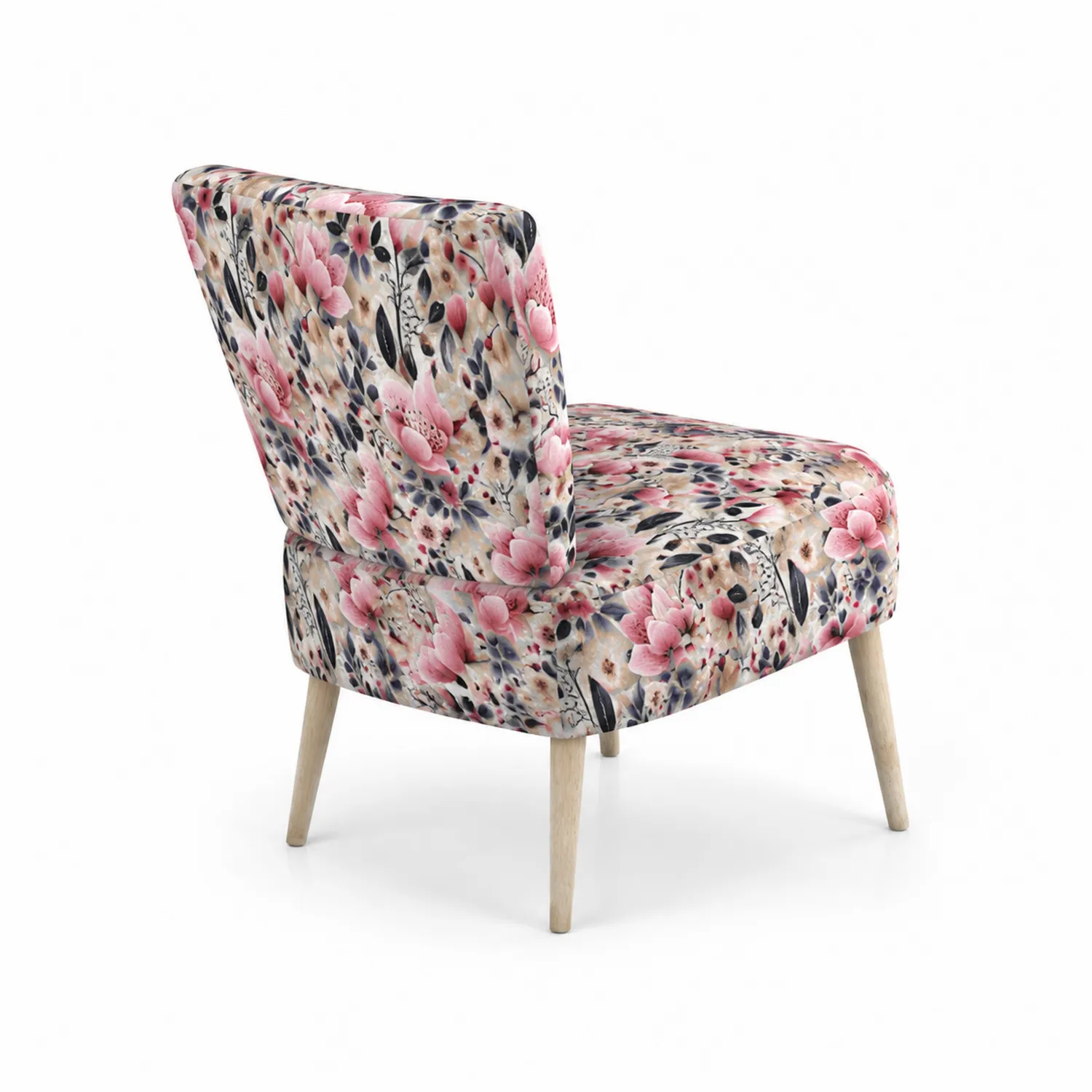 Silla de Tela Floral Multicolor con Patas de Madera-Novelvex