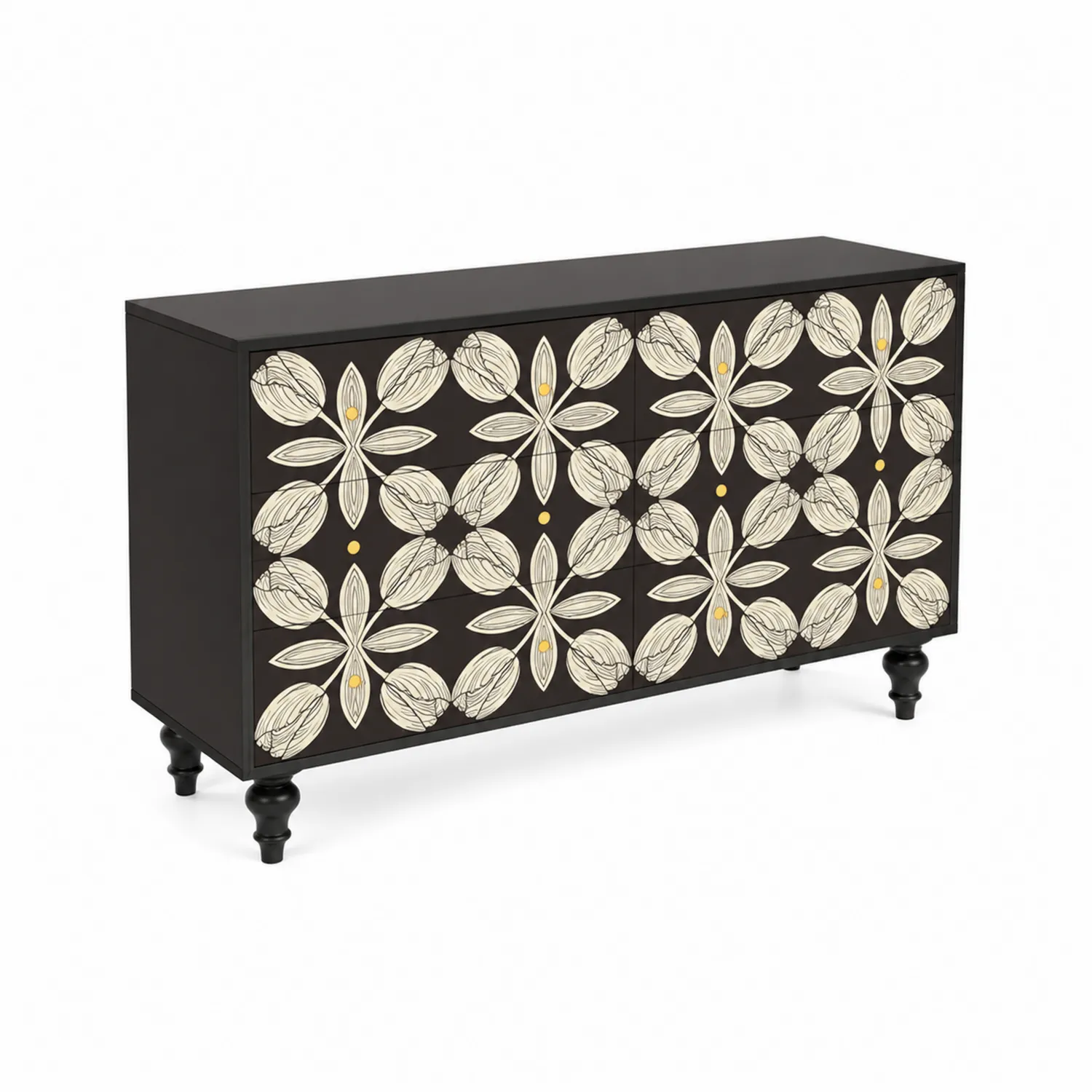 Aparador de Madera con Patrones Florales Marrón-Novelvex