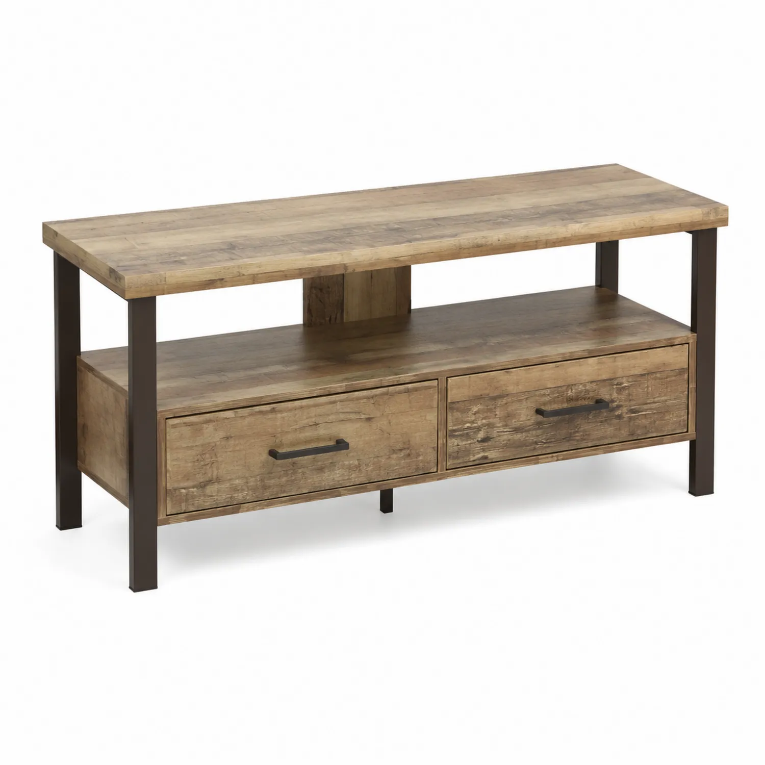 Mueble de TV de MDF y metal marrón 120x40x50 cm-Novelvex