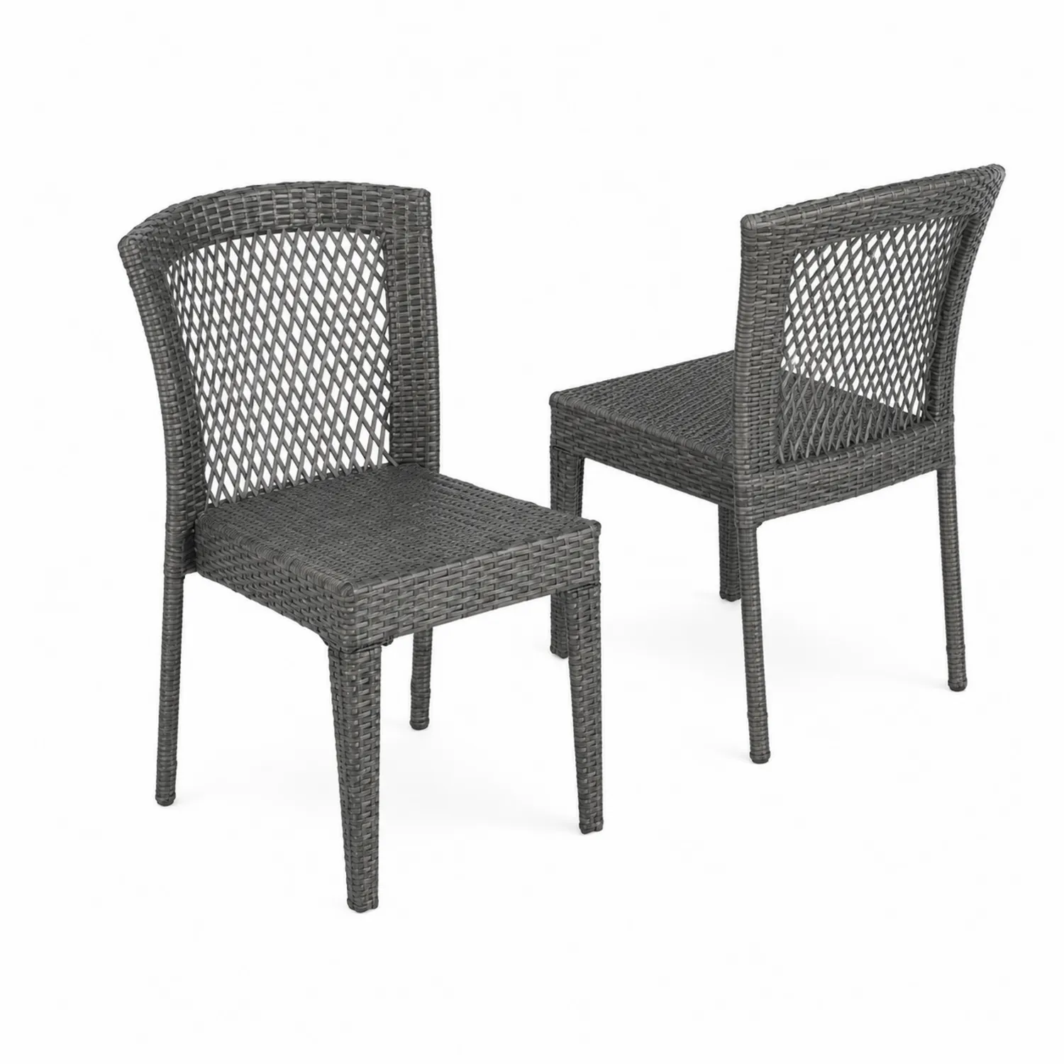 Set de 2 Sillas de Jardín de Ratán Sintético Gris-Novelvex