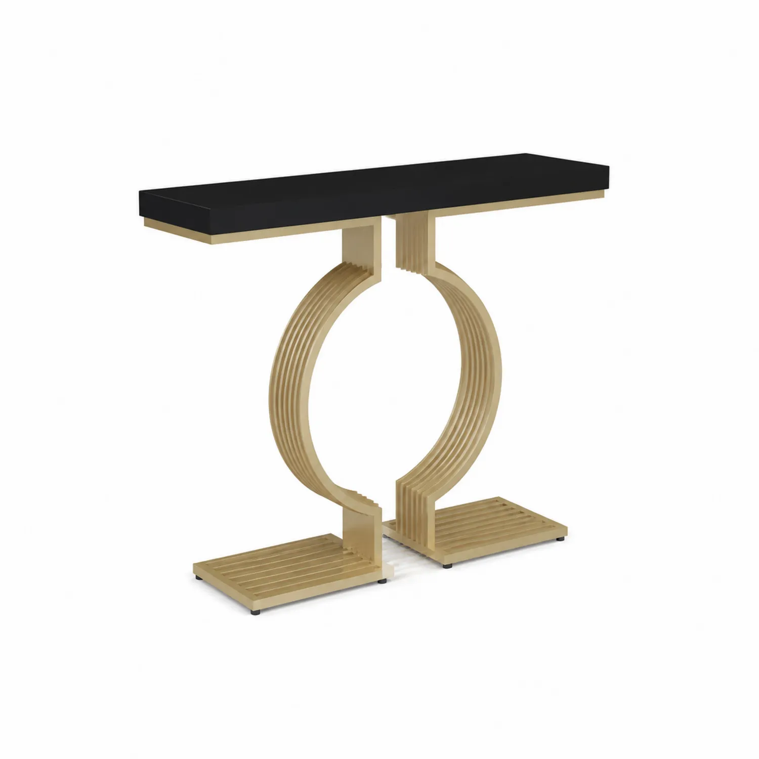Consola de MDF negra con base de metal dorado-Novelvex