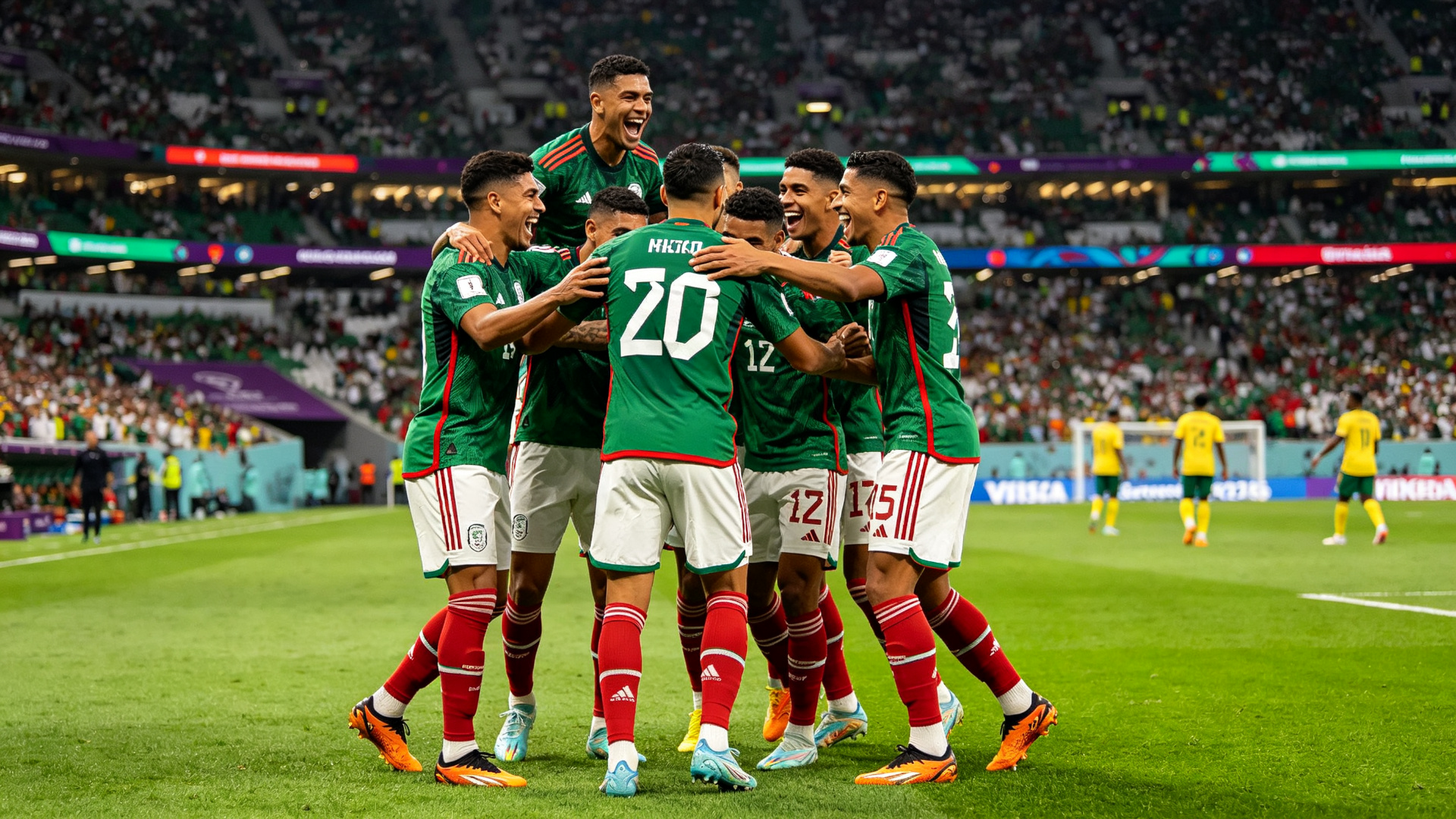 Mexico players celebrating goal