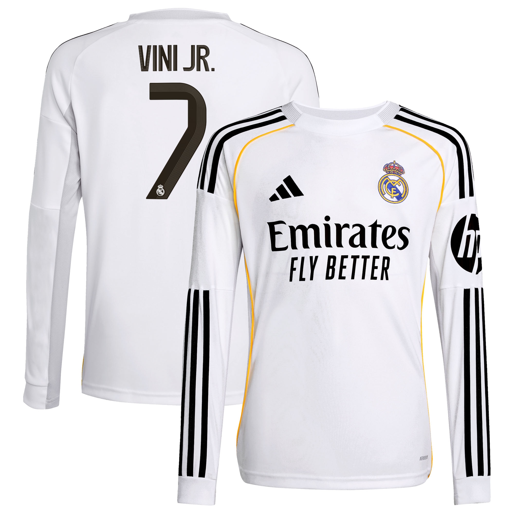 Women's Vini Jr. Real Madrid 2025/26 Home Replica Long Sleeve Jersey - White | UniFootball Store