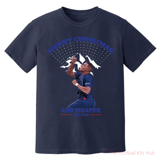 Kylian Mbappe Christmas T-Shirt (Navy)-UniFootball Store