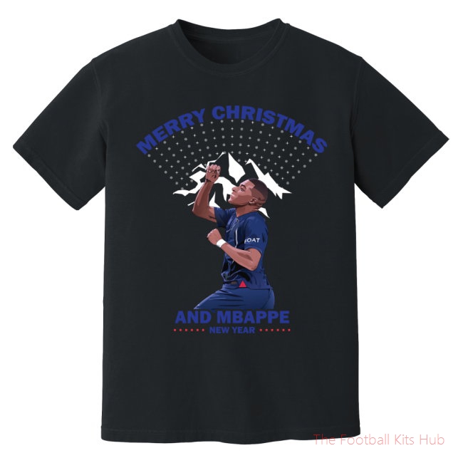 Kylian Mbappe Christmas T-Shirt (Black)-UniFootball Store