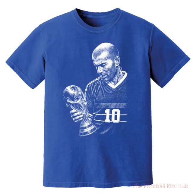 Zidane France World Cup Trophy Phantom Graphic Tee - Blue-UniFootball Store