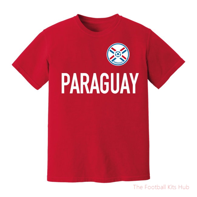 Paraguay National Team Text T-Shirt (Red)-UniFootball Store