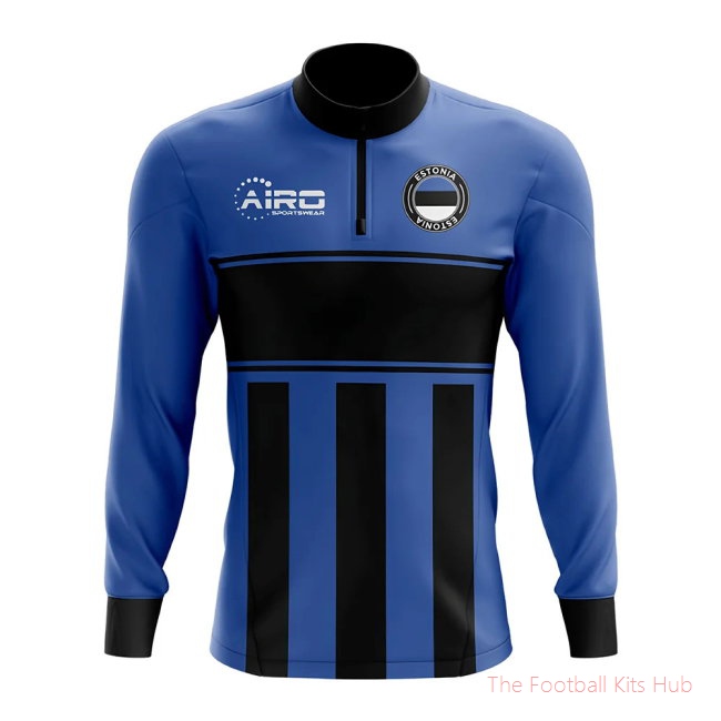 Estonia Concept Football Half Zip Midlayer Top (Blue-Black)-UniFootball Store