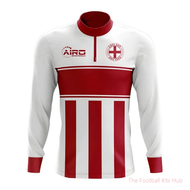 England Concept Football Half Zip Midlayer Top (White-Red)-UniFootball Store