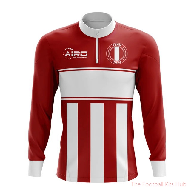 Peru Concept Football Half Zip Midlayer Top (Red-White)-UniFootball Store