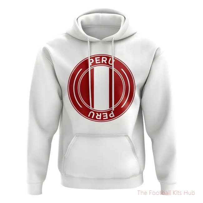 Men Peru Football Badge Hoodie (White)-UniFootball Store