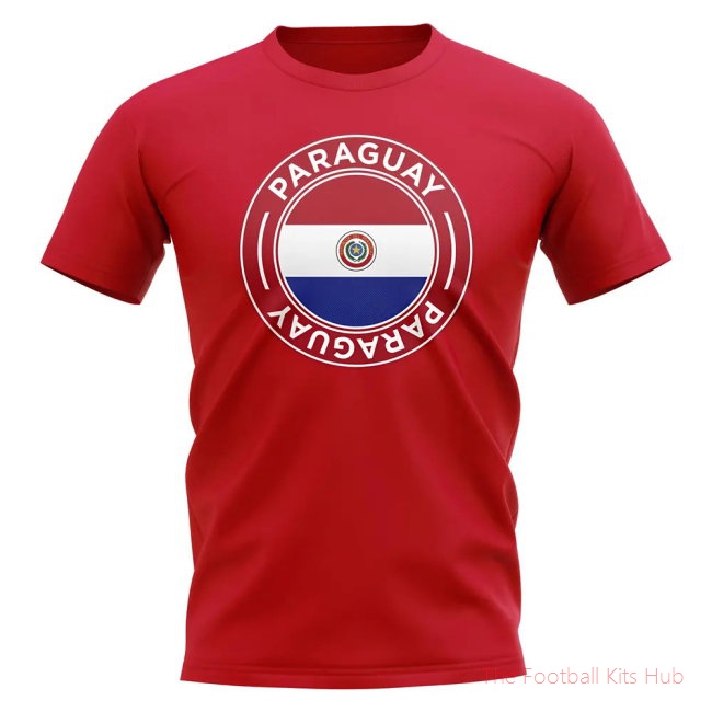 Paraguay Football Badge T-Shirt (Red)-UniFootball Store