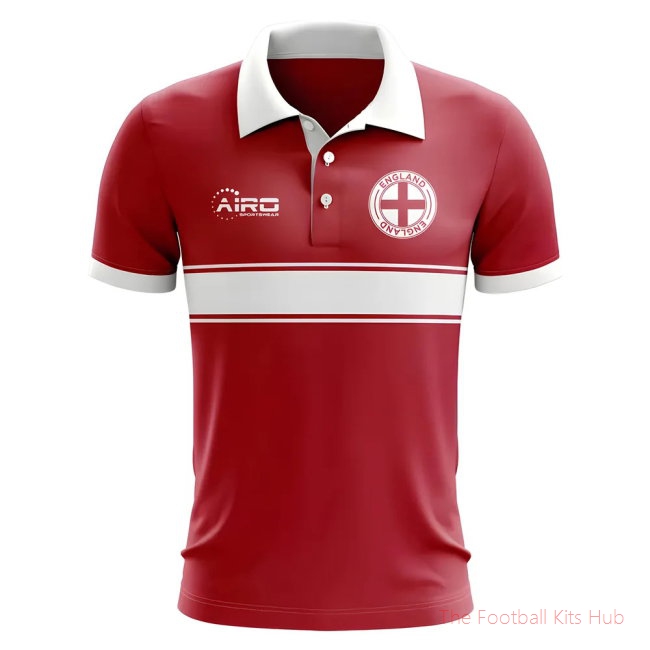 England Concept Stripe Polo Shirt (Red)-UniFootball Store