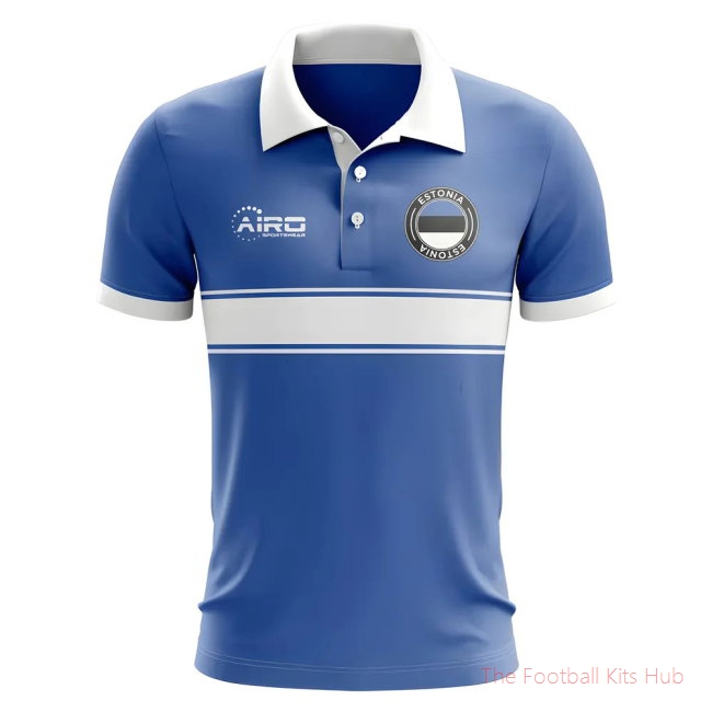 Estonia Concept Stripe Polo Shirt (Blue)-UniFootball Store
