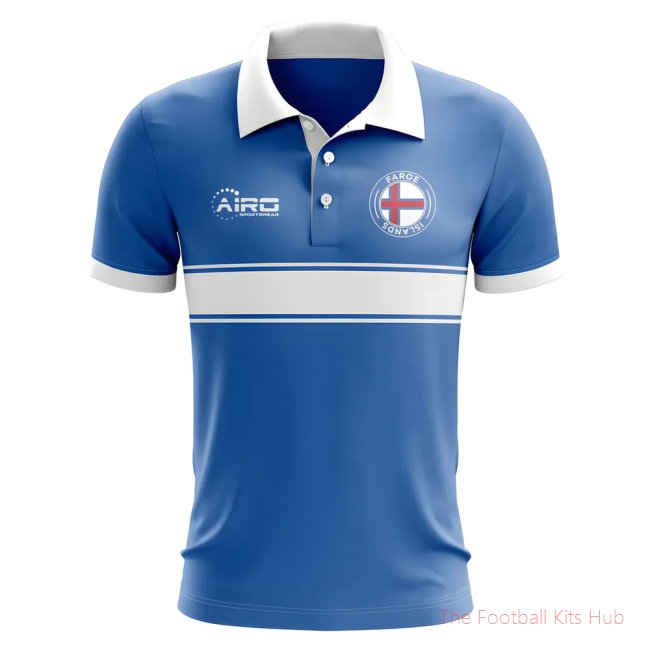 Faroe Islands Concept Stripe Polo Shirt (Blue)-UniFootball Store