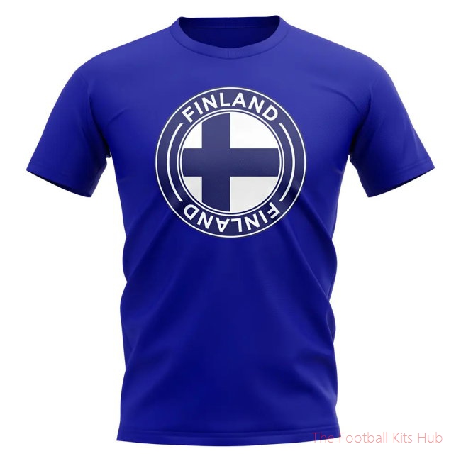 Finland Football Badge T-Shirt (Royal)-UniFootball Store