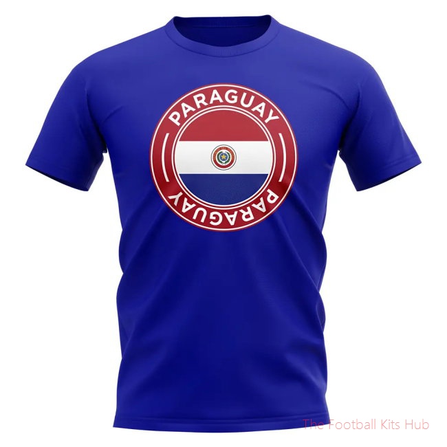 Paraguay Football Badge T-Shirt (Royal)-UniFootball Store